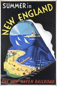 New Haven Railroad Summer in New England 1935 Travel Poster Wall Art Print - Picture 1 of 6