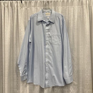 Roundtree & Yorke Gold Label Shirt Mens 18 1/2-38/39 TALL Blue Long Sleeve - Picture 1 of 7