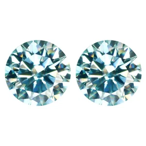 1.89ct IF 2 Pcs Pair Brilliant Round Diamond Cut 6.5 MM Bluish White Moissanite - Picture 1 of 5