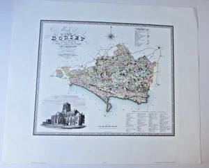 Antike Karte von - Grafschaft Dorset 1825-1826 London C & J Greenwood Kopie - Bild 1 von 1
