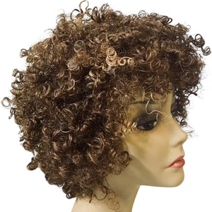 Human Hair Kinky Curly Afro Honey Brown Highlighted Ombre Wig - NWT - A805W-2 - Picture 1 of 10