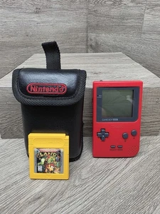 Nintendo Gameboy Pocket RED Console MGB-001 Bundle Game Carrying Case Free Shipp - Picture 1 of 11