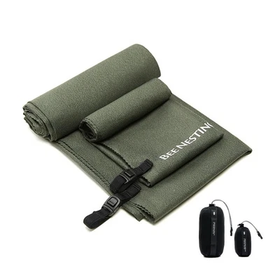 Juego de 2 toallas ultraligeras de secado rápido, XLarge, pequeñas, compactas, Olive Drab, bolsillo Foto 1 de 4