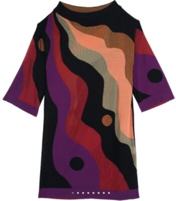 Missoni Italy Women’s Wave Print Multicolor Wool Blend Shift Dress US 2 GB6 I38 - Image 1 of 4