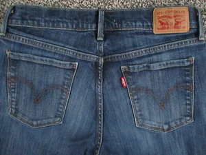 Levis 505 Jeans Womens 6 Blue Denim Straight Leg Mid Rise Dark Wash 28x30 - Picture 1 of 18