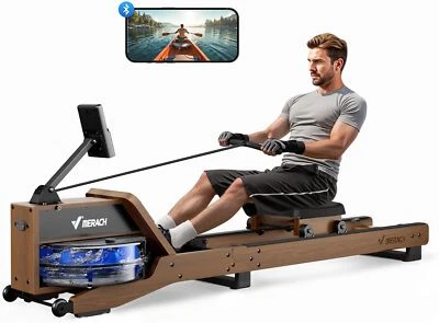 MERACH R23 Faltbar Wasser Rudergerät aus Rot-Eichenholz mit 12 Blättern App BT