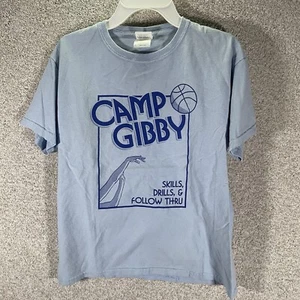 Camp Gibby T-Shirt Basketball Camp Youth Size Medium Light Blue Gildan Cotton - Picture 1 of 6