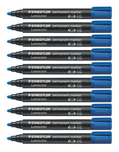 STAEDTLER Lumocolor Bullet Tip Permanent Marker, Blue, Pack of 10 Pack of 10 Bul - Picture 1 of 3