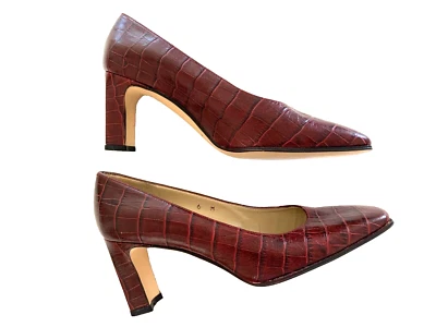 Zapatos ETIENNE AIGNER Valencia Vino Rojo Cocodrilo Cuero Repujado Tacón Mujer Talla 6 M Foto 1 de 4