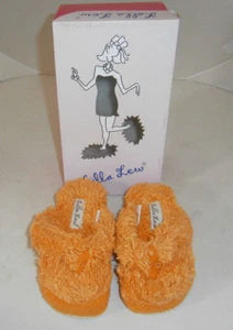 LALLA LEW GIRLS SIZE 10 11 FLIP FLOP SHOES ORANGE SLIPPERS WILD FUZZY FUN - Picture 1 of 3