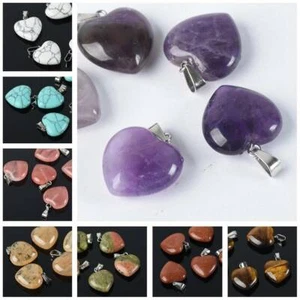 2pcs 16mm 20mm 25mm Heart Charms Natural Stone Gemstone Crafts Pendants - Picture 1 of 19