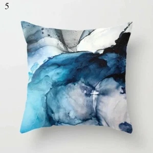 Blue Colour Flower Design Linen Pillow Case For Cushion Couch Bedding Lounge - Picture 1 of 1