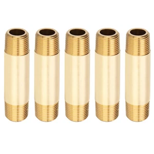 5Pcs 3" Long 3/8" x 3/8" NPT Male Brass Pipe Fitting Long Nipple - Picture 1 of 5