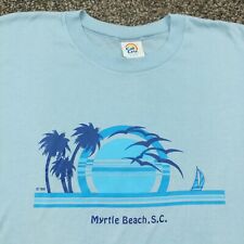 Vintage Myrtle Beach South Carolina T-Shirt USA Made Cal Cru Blue Mens XL
