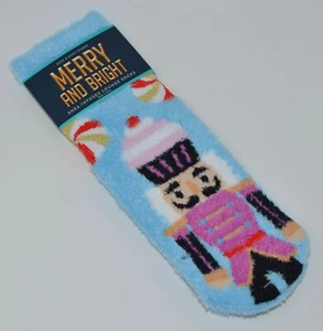 BATH & BODY WORKS BLUE NUTCRACKER SHEA INFUSED LOUNGE SOCKS NON SKID COZY WARM - Picture 1 of 8