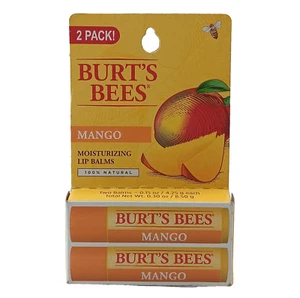 Burt's Bees Mango Moisturizing Lip Balm 100% Natural - Pack of 2 New - Picture 1 of 3