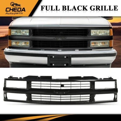 Rejilla delantera completamente negra apta para camioneta Chevy C/K 1994-1998 Suburban Tahoe Foto 1 de 4