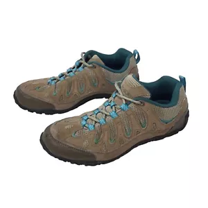 Itasca Hiking Shoes Low Top Leather Suede Brown Teal Size 8 Hikers Lace Up - Picture 1 of 10
