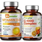 Biogenuine Vitamin D-3 5000 IU 120 Softgels - Free Vitamin C-1000 - High-Potency