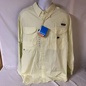 Columbia Mens Super Bonehead PFG Vented Fishing Shirt XL NWT Neon Green Check FS - Picture 1 of 10