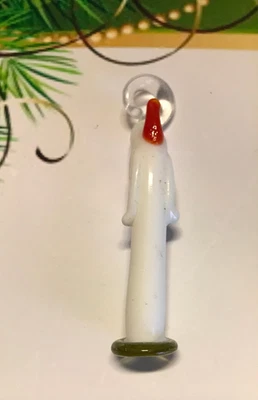 ADORABLE Y ÚNICO COLGANTE DE CRISTAL DE MURANO VELA DE NAVIDAD ROJO/BLANCO Foto 1 de 3