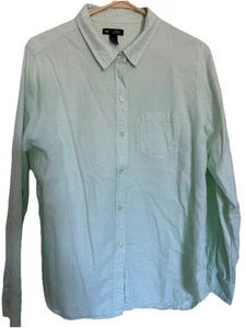 Gap Stretch Classic Button up Shirt Women’s L Blouse Top Mint Green - Picture 1 of 8