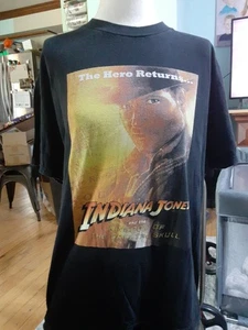 Vintage Indiana Jones Kingdom Of The Crystal Skull Movie promo T-Shirt, Size L - Picture 1 of 6