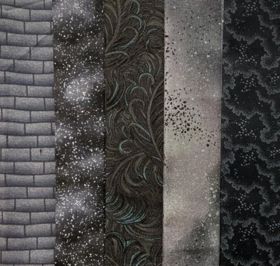 Black Cotton 5 FQ Bundle **IMAGINARY TEXTURE ** - Image 1 of 4