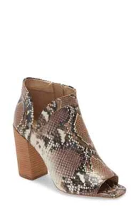 Vince Camuto BRONZE SNAKE PRINT LEATHER Fedrilla Open Toe Bootie.SZ:9.5 - Picture 1 of 12