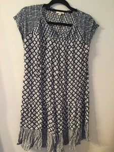 Fat Face Navy Print Short Sleeve Dress - Size 10 - Picture 1 of 2