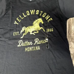Yellowstone T-Shirt Damen Small schwarz mit goldenem Grafikdruck Logo - Bild 1 von 8