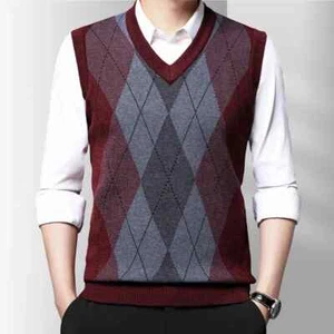 Suéter informal engrosado camiseta sin mangas otoño e invierno cálido chaleco para hombre - Imagen 1 de 25