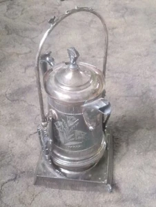 Antique Barbour Bros Silver Plated Victorian Tilting Water Pitcher w Stand - Picture 1 of 6
