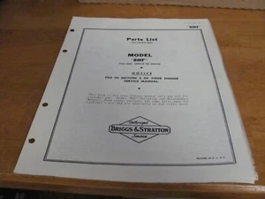 Briggs & Stratton MS-3484-113 Illustrated Parts List Model 8HF - Picture 1 of 3