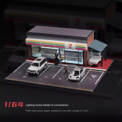 1/64 Diorama Car Garage Model LED Convenience Store Parking Scene Building Model - Image 1 of 4