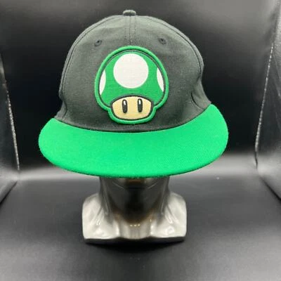 NEW 2011 Super Mario Hat Cap Green 1 Up Mushroom Flat Bill Acrylic Wool - Image 1 of 4