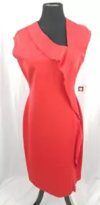 Vestido asimétrico con volantes asimétrico con manga gorra para mujer Anne Klein - rojo - talla 6P - ¡NUEVO!¡! - Imagen 1 de 5