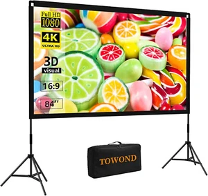 ✅ Towond 84 inch Outdoor Projector Movie Screen Portable with Stand & Carry Bag - Picture 1 of 8