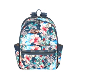 LeSportsac Tropical Vibes Route Backpack Tropical Paradise, Hibiscus/Palm Trees - Picture 1 of 7