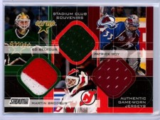 2001-02 Stadium Club Souvenirs #BBR Belfour / Brodeur / Roy TRIPLE JERSEY /25