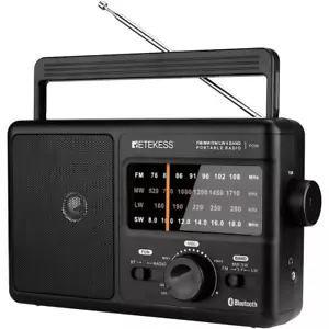 Tragbares Radio Netz/Akku | Transistor FM AM LW SW, Bluetooth, Vintage schwarz - Bild 1 von 9