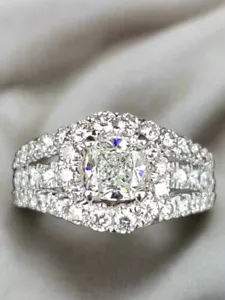 Engagement Ring Diamond 18K White Gold VS1 - Picture 1 of 7