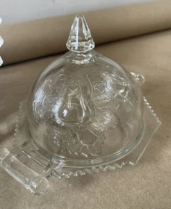 Antique Adams US Glass EAPG Baltimore Pear Handled Covered Butter Dish 1874-1891 - Picture 1 of 2