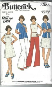 Butterick Sewing Pattern 3583, Vintage Sweater, Dress, Top, Pants, Size 14 Uncut - Picture 1 of 2
