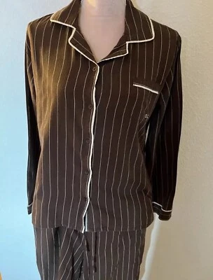 Esprit Schlafanzug braun/weiß gestreift S Baumwolle  - Bild 1 von 4