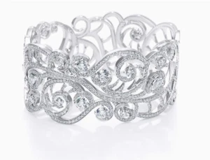 Filigree Design Lab-Created White 8.78CT Diamonds Premium Bangle Bridal Bracelet - Picture 1 of 5