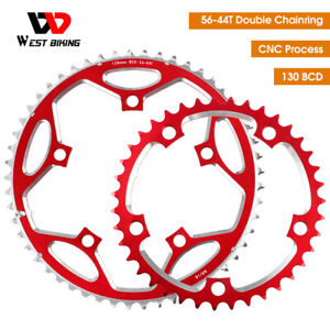 WEST BIKING Road Bike 130mm BCD 44/56T Bicycle Double Chainring Tooth Plate Red