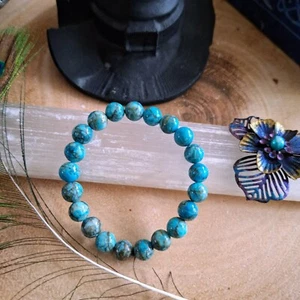 Turquoise Bracelet Calming Stone Bracelet Round Beads Gemstone Healing Gift - Picture 1 of 6