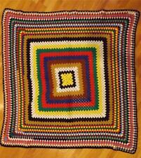 Afghan Mid Century Modern Wool Crochet Throw Blanket 52" x 54"