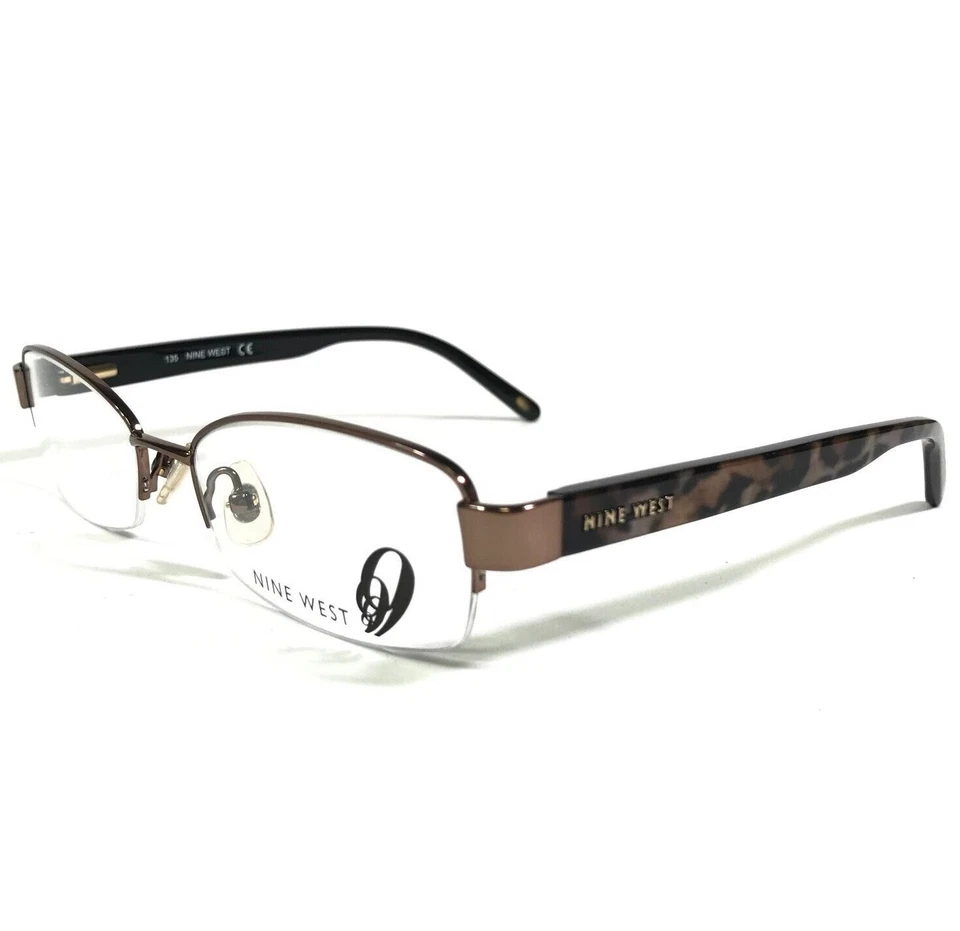 Оправа для очков Nine West 403 1S1 коричневая круглая половина обода леопардовый принт 52-17-135 - Изображение 1 из 4
